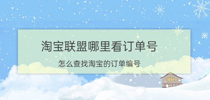 淘宝联盟哪里看订单号 怎么查找淘宝的订单编号？